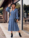 Solid Color Casual Shirt Collar Waist-controlled Long Sleeves Dress