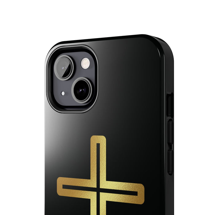 Clear Phone Case with Golden Cross | Minimalist Christian Phone Cover | Religious Gift for iPhone & Android | Faith Golden Cross Case - FORHERA DESIGN - Phone Case