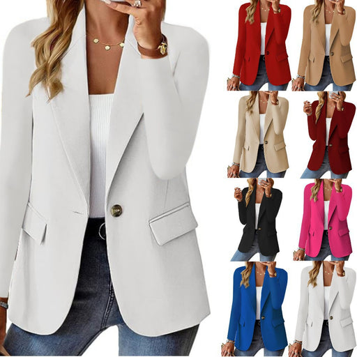 Polyester Autumn Long Sleeve Solid Color Cardigan Small Suit Jacket For Women