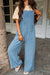 Fashion Square Neck Jumpsuit With Pockets Spring Summer Casual Solid Color Loose Overalls Womens Clothing
