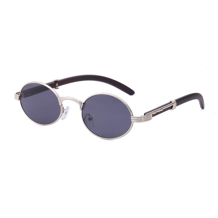 Retro Wood-like Sunglasses Small Round Frame