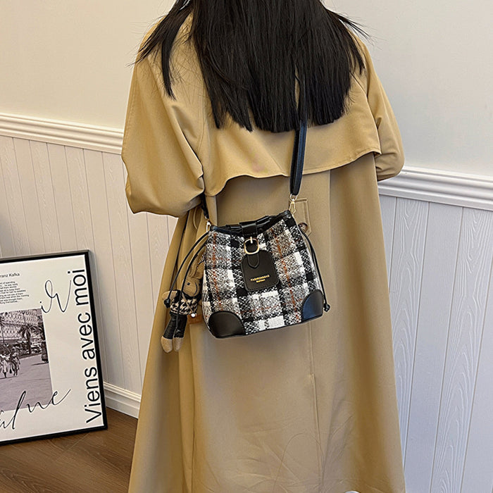 Simple Fashion Bucket Bags One Shoulder Retro Crossbody Bag