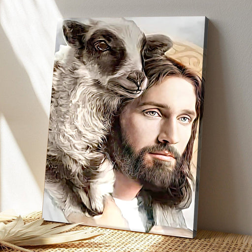 Oil Painting Of Jesus And Sheep - Belief Gifts To Christians Canvas With Frames