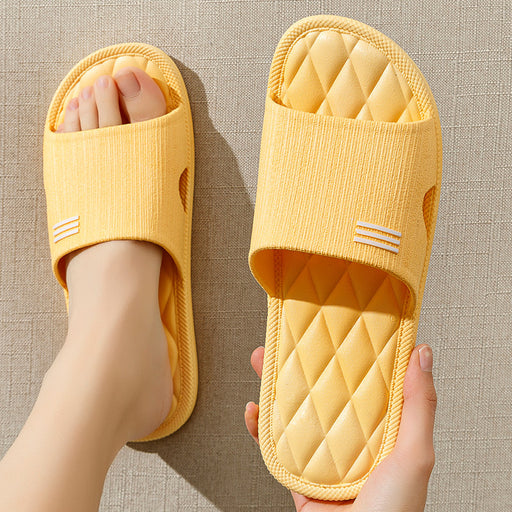 New Lozenge Texture Design Home Slippers Women Men Summer Indoor Solid Color Anti-Slip Floor Bathroom Shoes For Couple