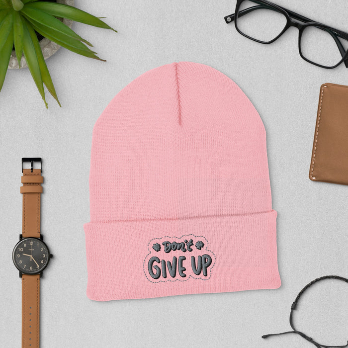 Don't Give Up Hat - Motivational Embroidered Cap | Inspirational Gift for All, Positive Mindset Accessory, Encouragement winter gift - FORHERA DESIGN - Beanies