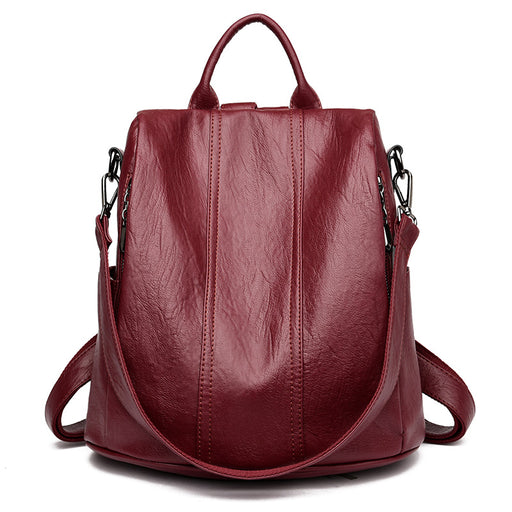 Women's Fashion Cattlehide Leather Anti-theft Multifunctional Backpack