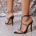 Women's Open Toe Rhinestone Stiletto Sandals With Buckle