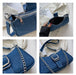 Denim Shoulder Bags Women's Fashion Chains Handbag Crossbody Bags Small Square Armpit Bag