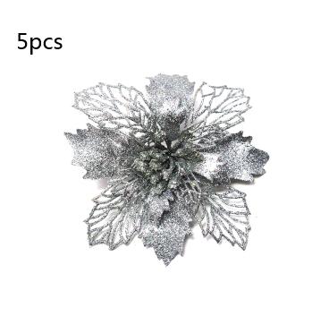 Glitter Artifical Christmas Flowers Christmas Tree Decorations For Home Fake Flowers Xmas Ornaments New Year Decor
