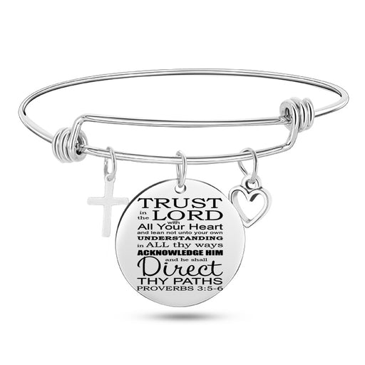 Jesus Christian Bible Scripture Stainless Steel Bangle Bracelet