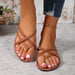 Cross-woven Design Thong Sandals Summer Flat Shoes Women Flip Flops Slides Casual Vacation Beach Slippers
