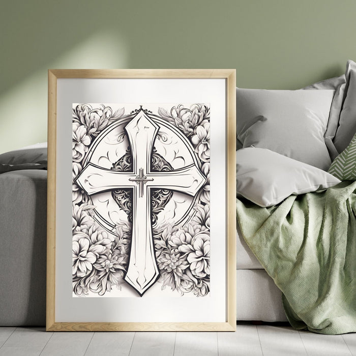 Elegant Cross Wall Art Set of 3 | Minimalist Christian Decor | Printable Art | Modern Faith Decor | Digital Download - FORHERA DESIGN - Christian_Wallart