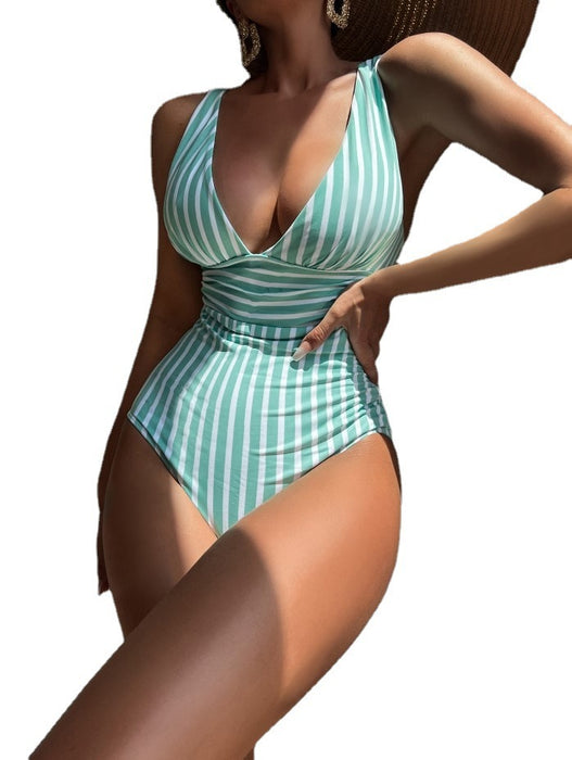 One-piece Swimsuit Sexy Stripes Swimsuit Women's Multi-color Bikini