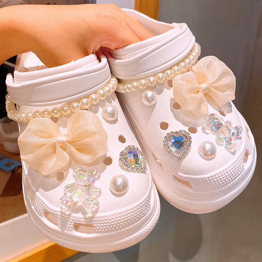Bowknot Pearl Sneakers Accessories Shoe Buckle Jewelry