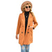 Women's Long Lapel Solid Color Woolen Coat