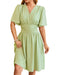 V-neck Short-sleeved Dress Fashion Bell-sleeved Dress Summer Womens Clothing