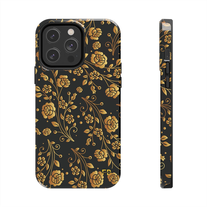 FD Goldeb Flowers Case, Impact Resistant Phone Cover, Lightweight Phone Accessories, iPhone Samsung Protective Shell - FORHERA DESIGN - Phone Case