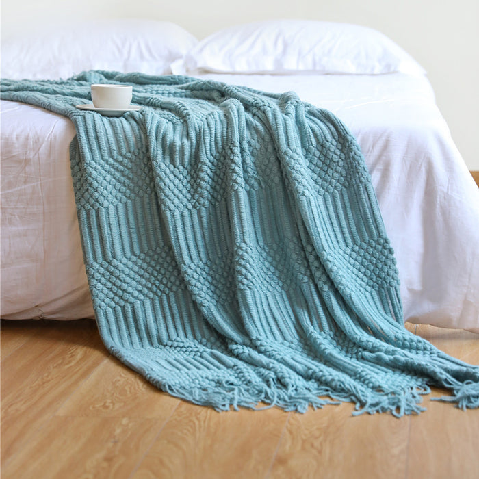 Nordic Sofa Blanket Hotel Bed Throw Bed Runner Tassel Shawl Blanket Bed Tail Cloth Cover Blanket B & B Bed Towel Knitted Blanket