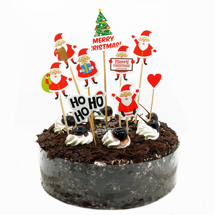 9 Piece Set Of Cartoon Santa Claus Cake Card Decoration