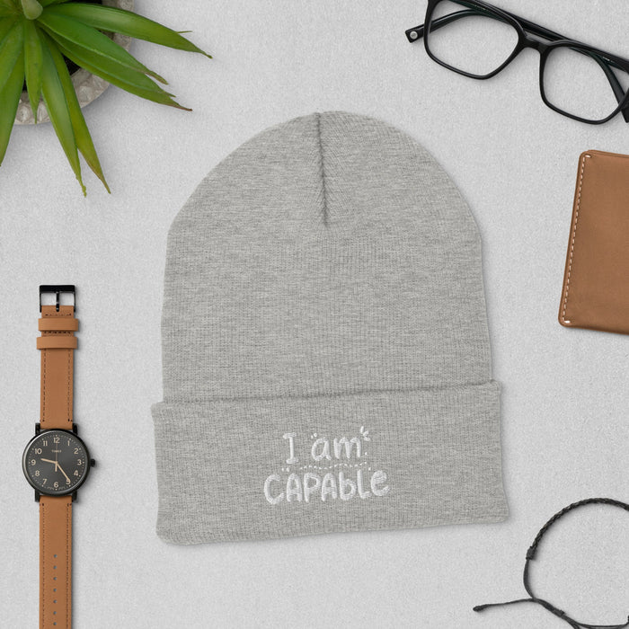 I Am Capable Hat - Empowering Embroidered Cap | Motivational Gift for All, Daily Reminder of Strength and Resilience , New Hat styles - FORHERA DESIGN - Beanies