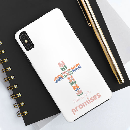 I Believe in God's Promises Phone Case | Christian Inspirational Design | Faithful Phone Cover | White Phone Case Gift for Strength & Hope - FORHERA DESIGN - Phone Case