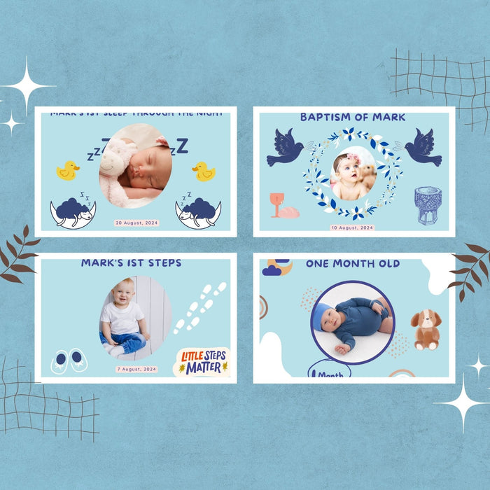 Printable Baby Boy Milestone Cards | Baby Boy | Blue Baby Milestone Card Set| Baby Boy Keepsake | First Year Baby Cards | Monthly Baby Cards - FORHERA DESIGN - DigitalPrint