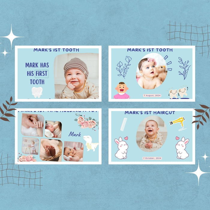 Printable Baby Boy Milestone Cards | Baby Boy | Blue Baby Milestone Card Set| Baby Boy Keepsake | First Year Baby Cards | Monthly Baby Cards - FORHERA DESIGN - DigitalPrint