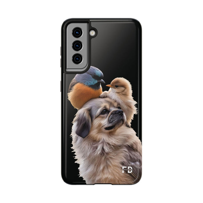 Small birds perched gently on Dog For Iphone or Google Phone case - FORHERA DESIGN - Phone Case