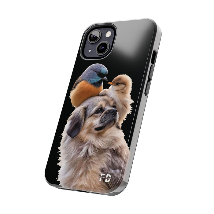 Small birds perched gently on Dog For Iphone or Google Phone case - FORHERA DESIGN - Phone Case