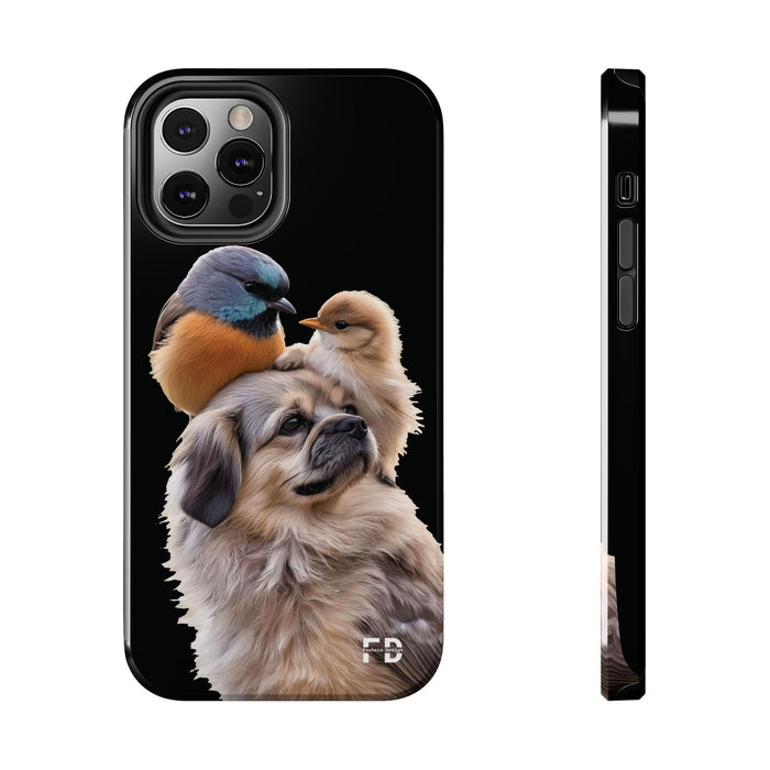 Small birds perched gently on Dog For Iphone or Google Phone case - FORHERA DESIGN - Phone Case