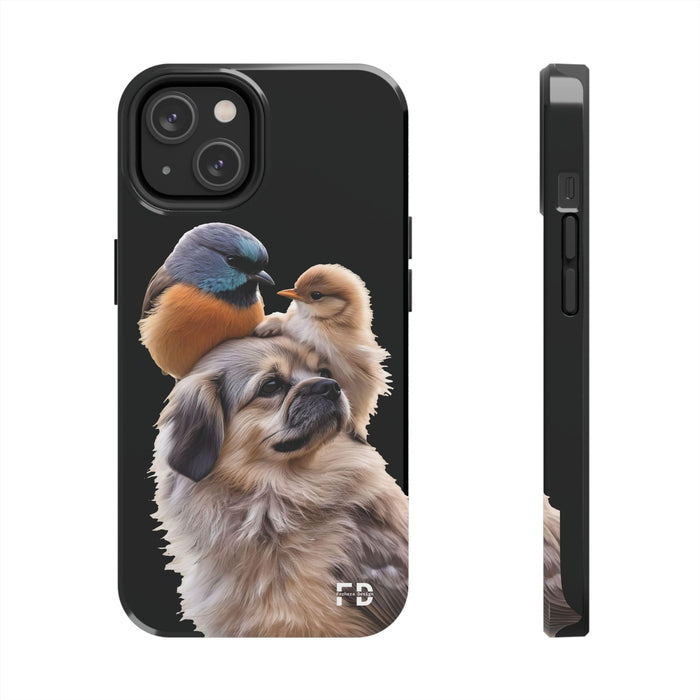 Small birds perched gently on Dog For Iphone or Google Phone case - FORHERA DESIGN - Phone Case