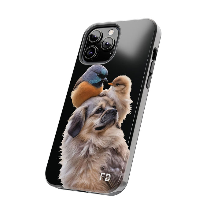 Small birds perched gently on Dog For Iphone or Google Phone case - FORHERA DESIGN - Phone Case