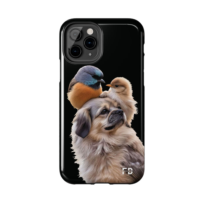 Small birds perched gently on Dog For Iphone or Google Phone case - FORHERA DESIGN - Phone Case