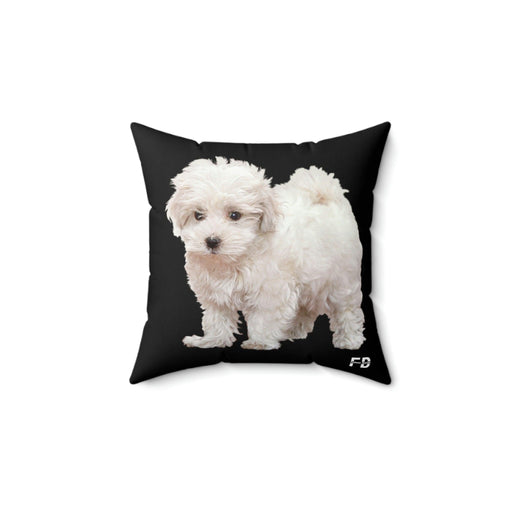 Spun Polyester Square Pillow Happy Dog With Black Background - FORHERA DESIGN - FORHERA DESIGN - FORHERA DESIGN