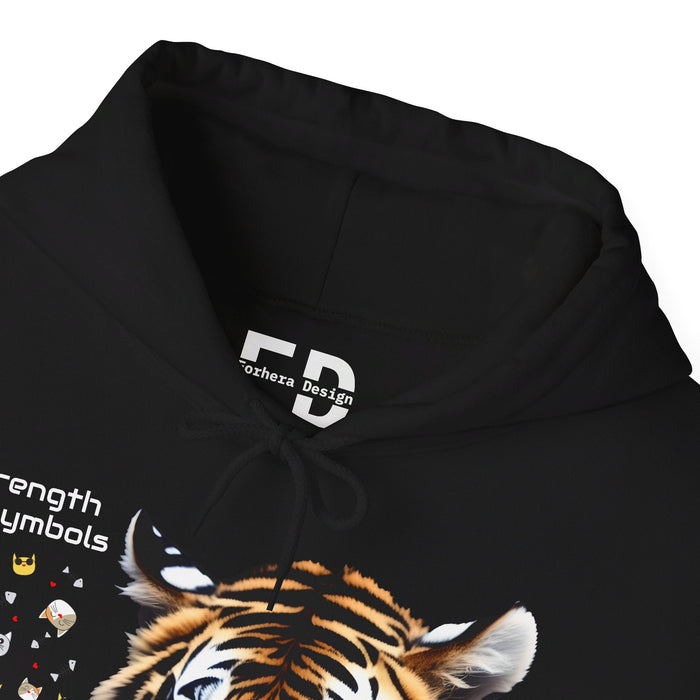 Strength in symbols Tiger Hoody Unisex Heavy Blend™ Hooded Sweatshirt - FORHERA DESIGN - Hoodie