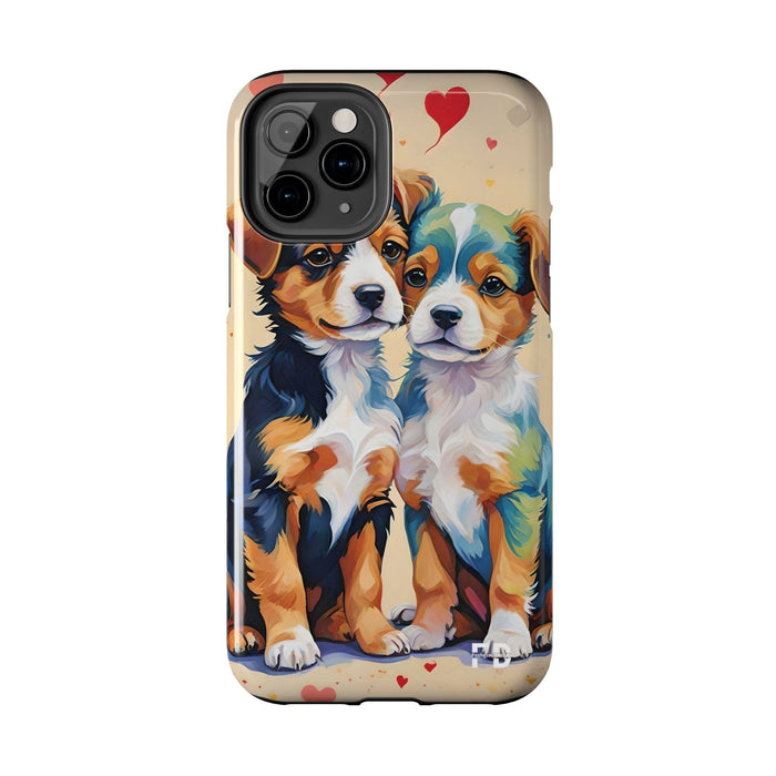 Two Cute Dogs Phone Case Resistant 2 - Piece for Iphone or Google - FORHERA DESIGN - Phone Case