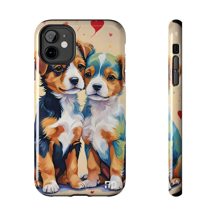 Two Cute Dogs Phone Case Resistant 2 - Piece for Iphone or Google - FORHERA DESIGN - Phone Case