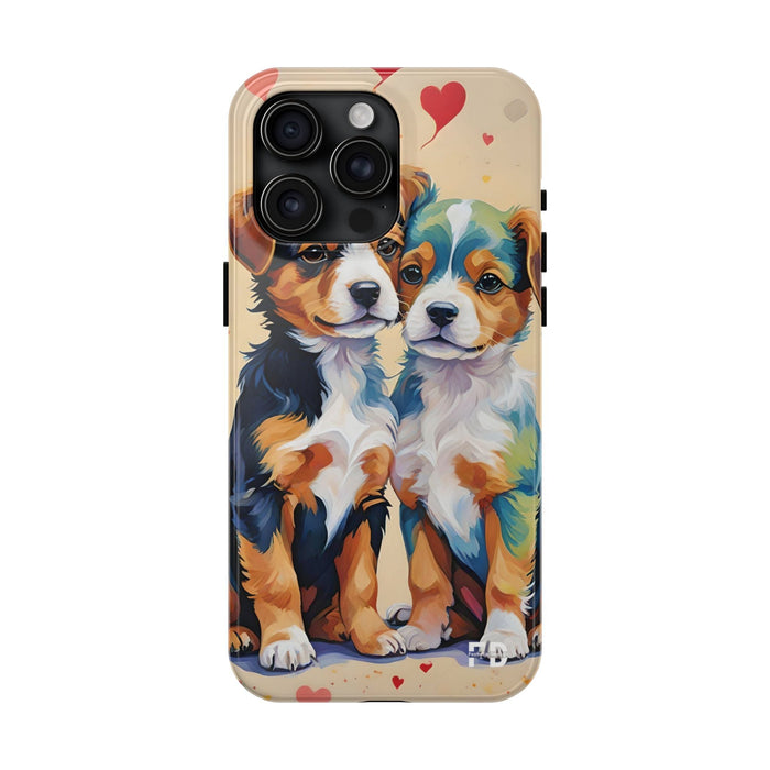 Two Cute Dogs Phone Case Resistant 2 - Piece for Iphone or Google - FORHERA DESIGN - Phone Case