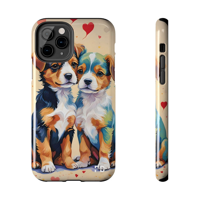 Two Cute Dogs Phone Case Resistant 2 - Piece for Iphone or Google - FORHERA DESIGN - Phone Case