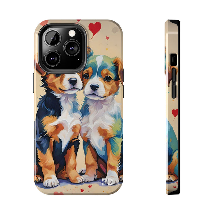 Two Cute Dogs Phone Case Resistant 2 - Piece for Iphone or Google - FORHERA DESIGN - Phone Case