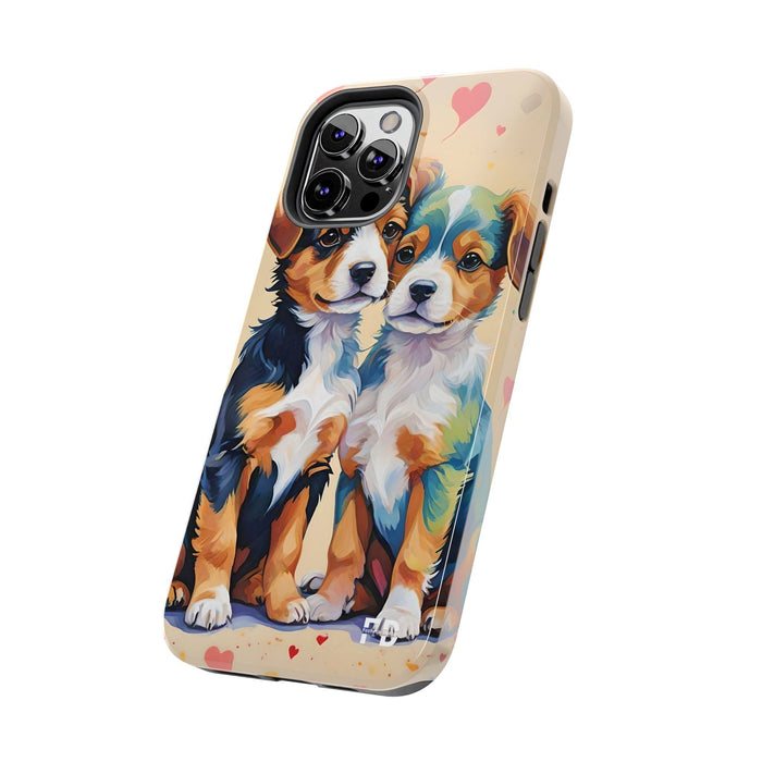 Two Cute Dogs Phone Case Resistant 2 - Piece for Iphone or Google - FORHERA DESIGN - Phone Case