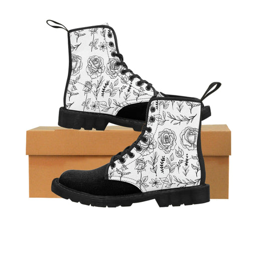 White and Black Women's Canvas Boots - FORHERA DESIGN - FORHERA DESIGN - FORHERA DESIGN