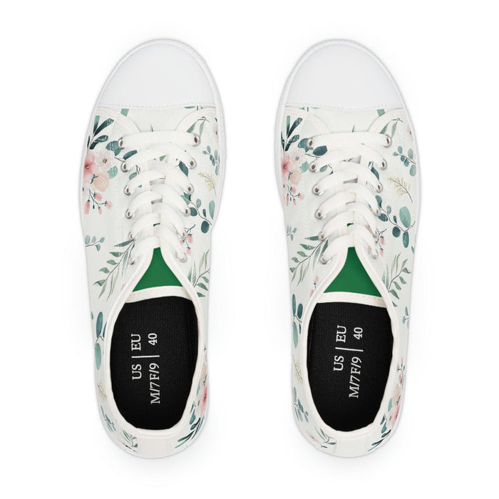 White and Green Women's Low Top Sneakers - FORHERA DESIGN - FORHERA DESIGN - FORHERA DESIGN