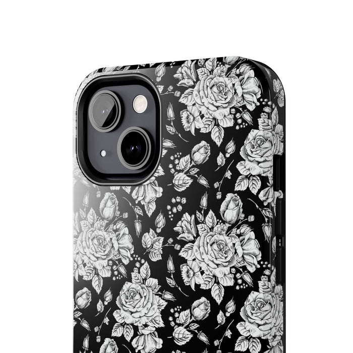 White Flowers Phone Case - Elegant Seamless Floral Pattern, Minimalist Style Protective Cover for iPhone & Samsung - FORHERA DESIGN - Phone Case