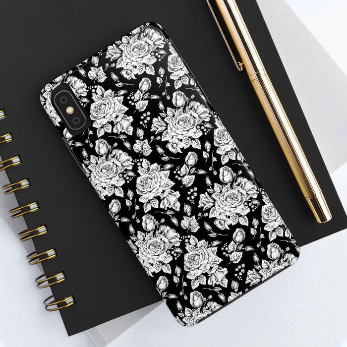 White Flowers Phone Case - Elegant Seamless Floral Pattern, Minimalist Style Protective Cover for iPhone & Samsung - FORHERA DESIGN - Phone Case