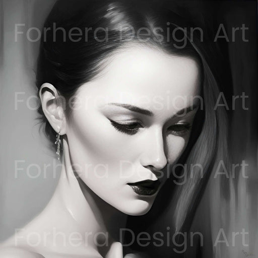 Woman's Silent Expression Collection. Captivating Black & White Art featuring Open & Closed Eyes - FORHERA DESIGN - DigitalPrint