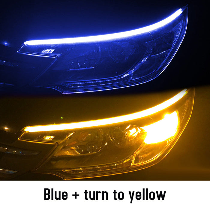 2pcs Led DRL Car Daytime Running Lights Flexible Waterproof Auto Turn Signal Yellow Brake Side Headlights Light Car Accessories