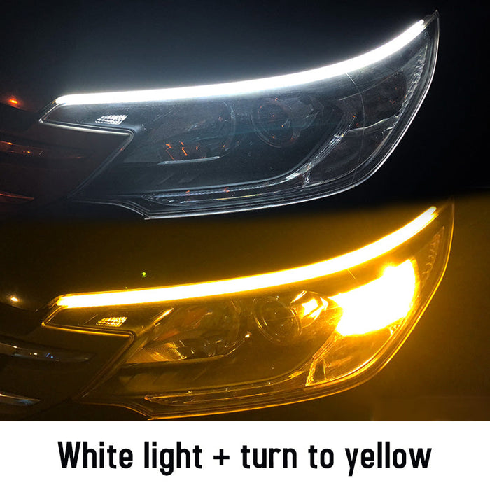 2pcs Led DRL Car Daytime Running Lights Flexible Waterproof Auto Turn Signal Yellow Brake Side Headlights Light Car Accessories