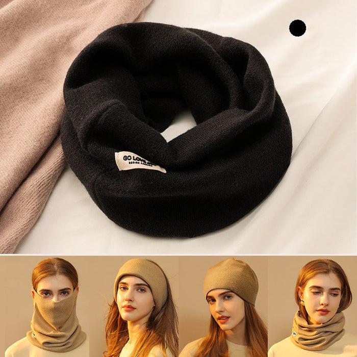 4 In 1 Face Mask Winter Faux Cashmere Scarf Headscarf Ins Fashion Hat