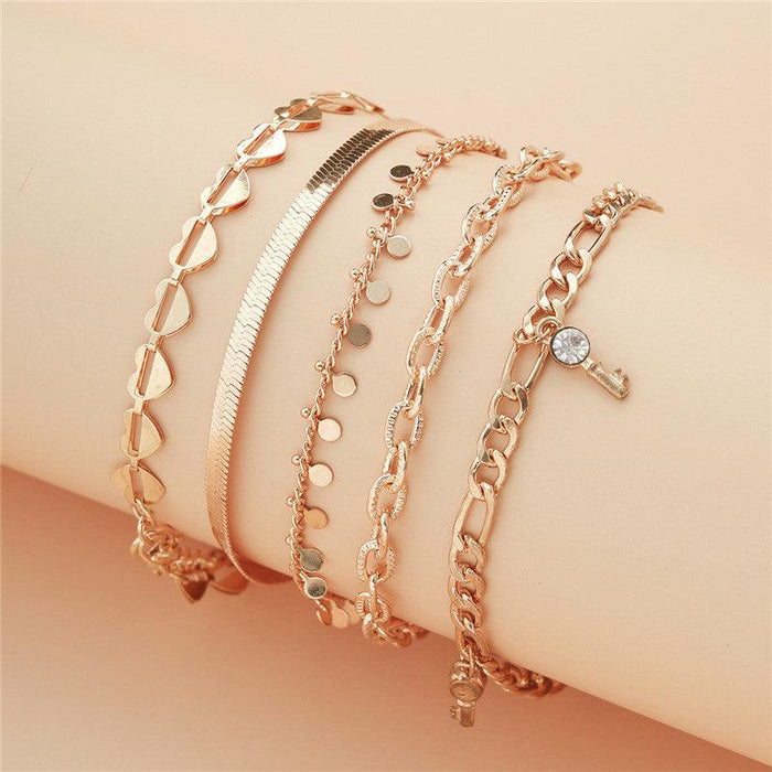 5 Pcs Women Fashion Anklets For Women Trendy Snake Chain Anklets